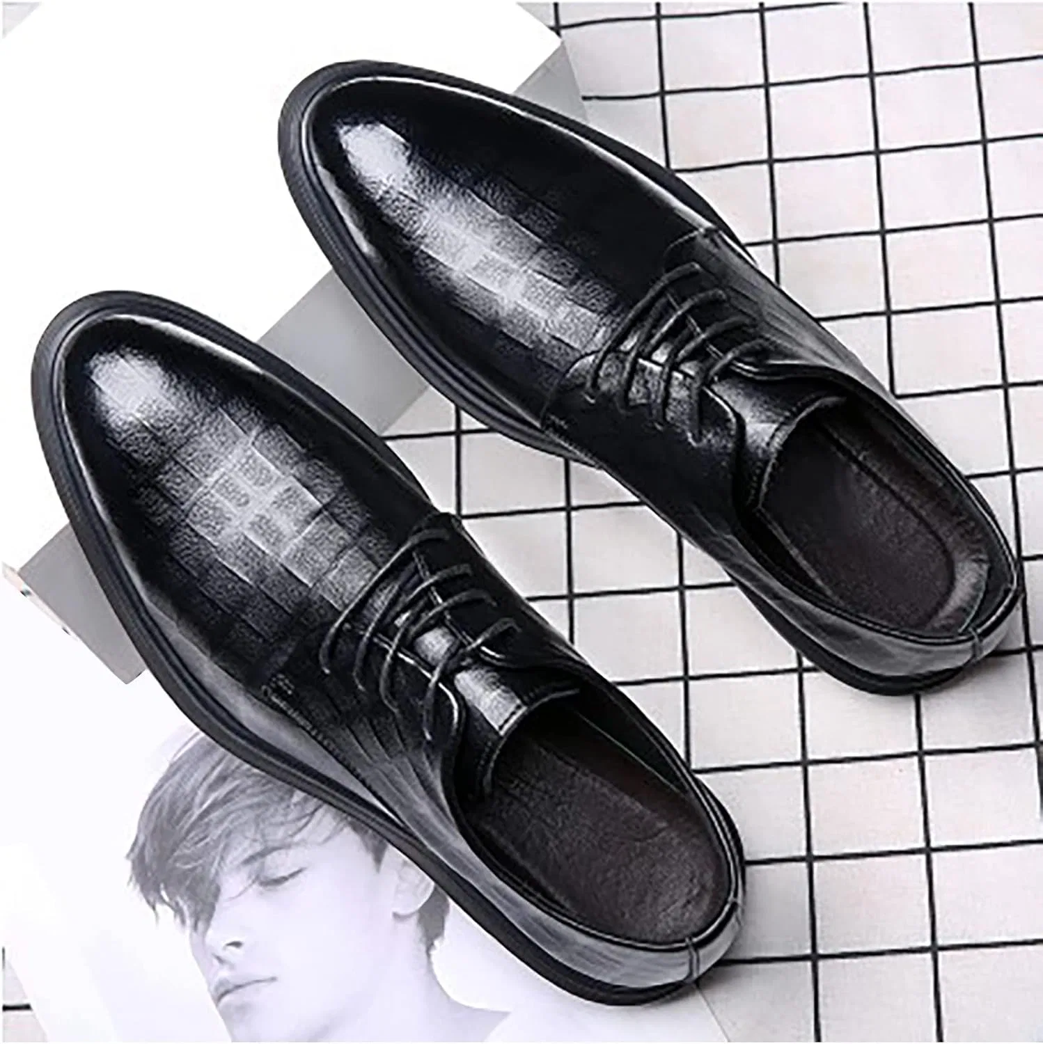 Туфли Mens Smart Shoes, Men's Business Dress, Casual Shoes, British Lace, Solid Leather Shoes, Non-Slip Shoes for Men, Work Generic, Black — фото 3