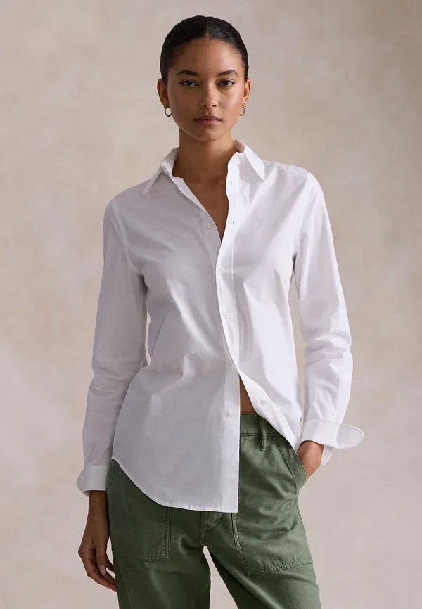 Рубашка Polo Ralph Lauren End on end stretch slim fit cotton shirt button down blouse, белый