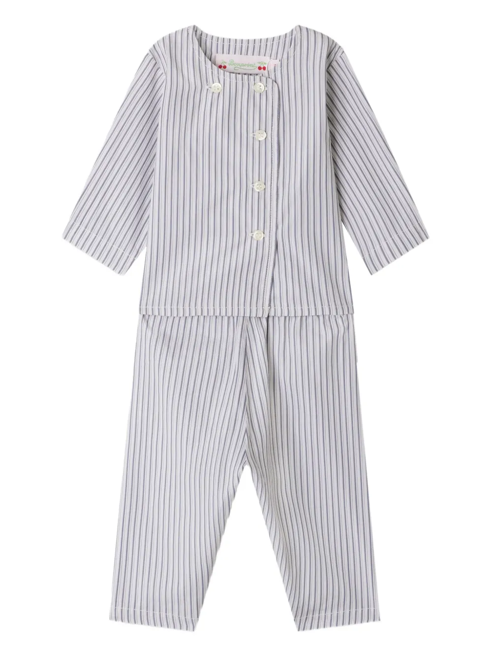 

Полосатая пижама на пуговицах Bonpoint, синий