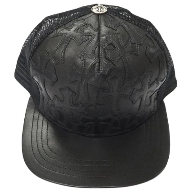 

Chrome Hearts Кожаная бейсболка унисекс черная, Black