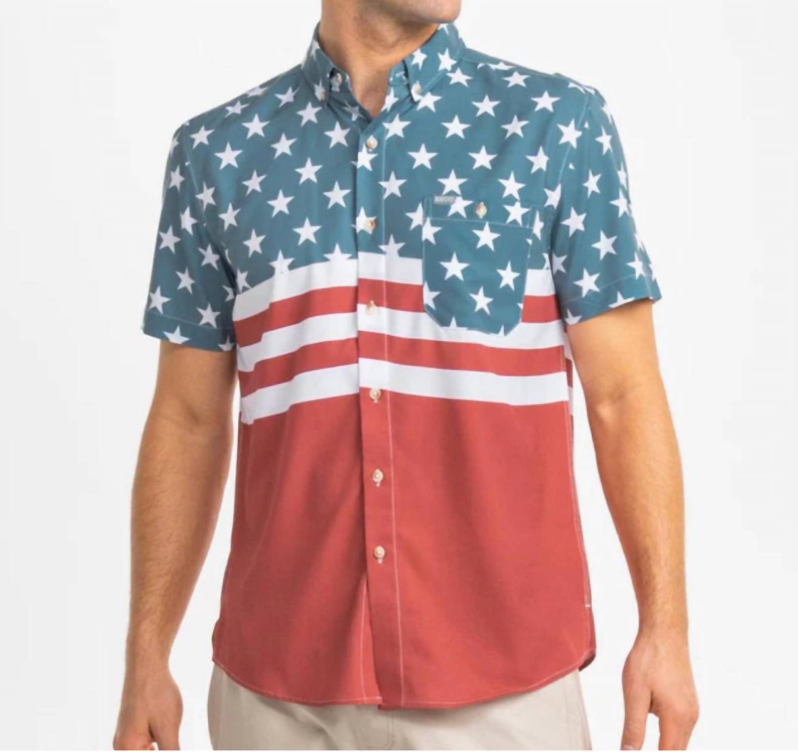 

Футболка Freedom Rider Baja в сине-красном цвете Southern Shirt Company
