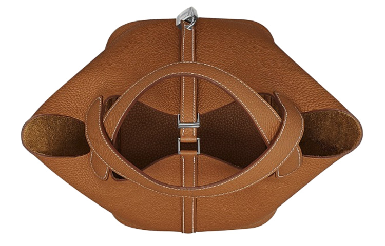 Hermes Сумка-корзинка Picotin Lock Taurillon Clemence из кожи, сумка-ведро, дамская сумочка, размер 22, женский размер 37, золотисто-коричневый — фото 3