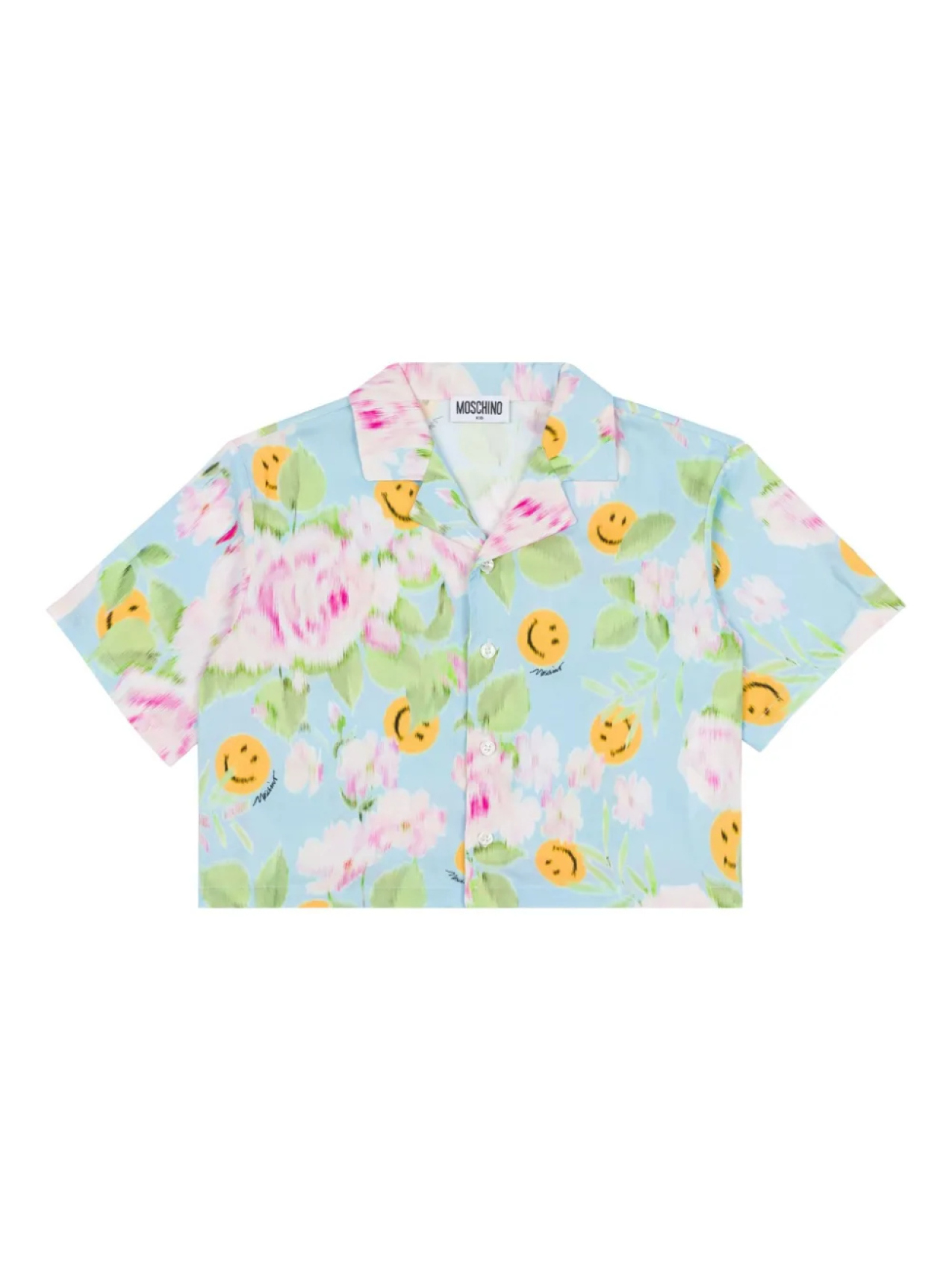 

Moschino Kids рубашка с цветочным принтом, синий