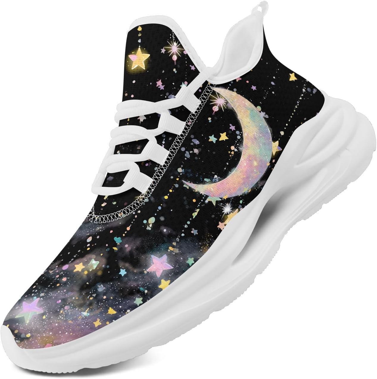 

Легкие кроссовки AWSOLE с принтом Солнце, Луна, Звезда для женщин и мужчин, дышащая сетка, для бега и ходьбы, модные, комфортные тренировочные, белый/черный/фиолетовый/розовый/бежевый