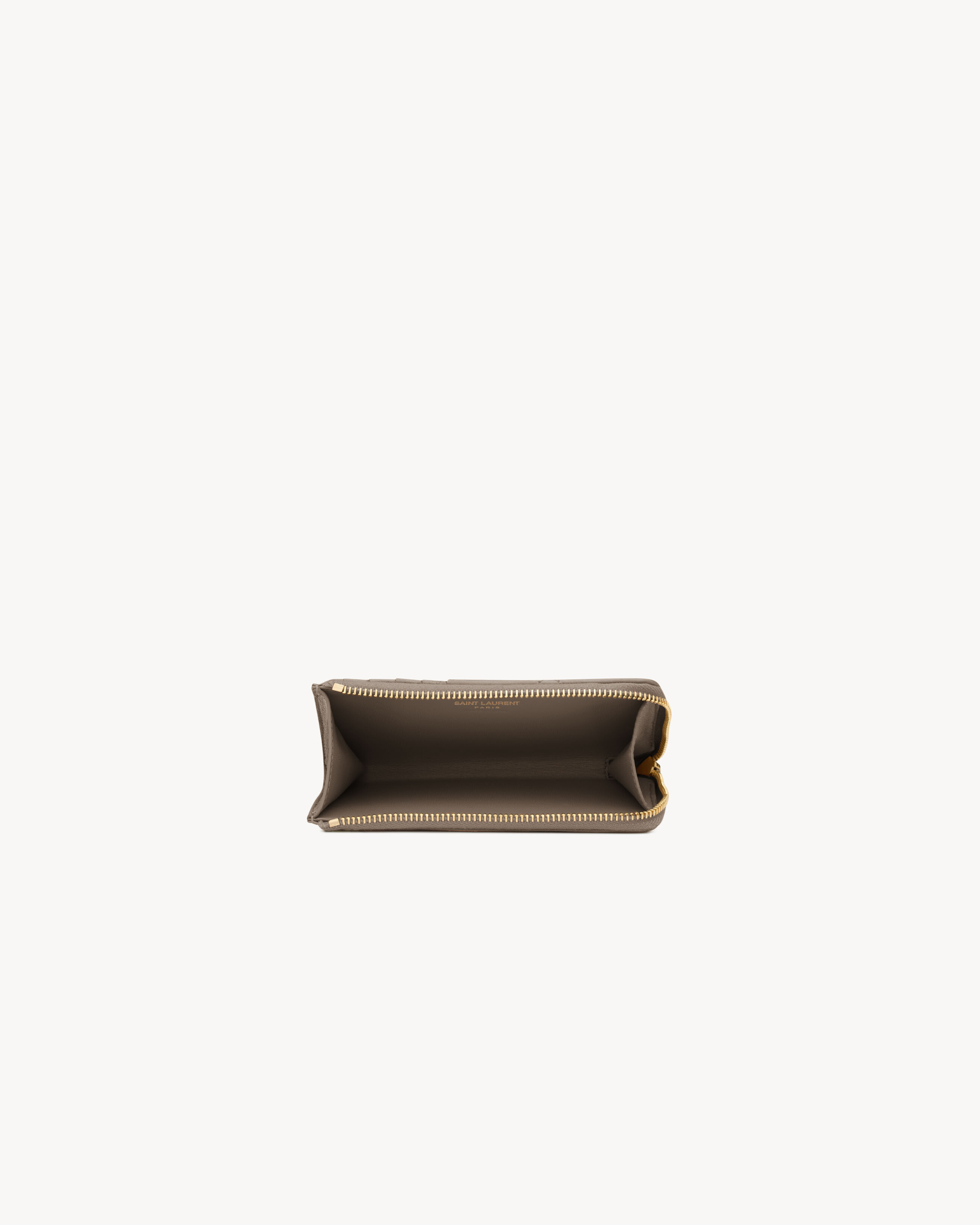 Кардхолдер на молнии CASSANDRE BIJOU из кожи Grain de Poudre Saint Laurent, серый/серебряный — фото 4