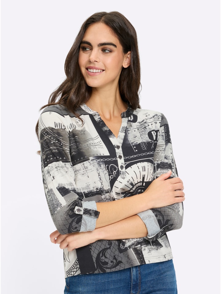 

Heine Блузка-рубашка с бело-черным принтом