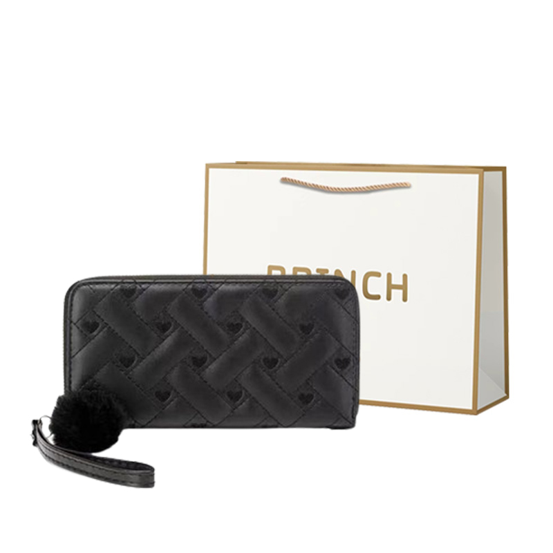 

Кошелёк PU Regular Женский Чёрный/Белый/Хаки/Коричневый/Розовый BRINCH, Двойные Молнии Розовый