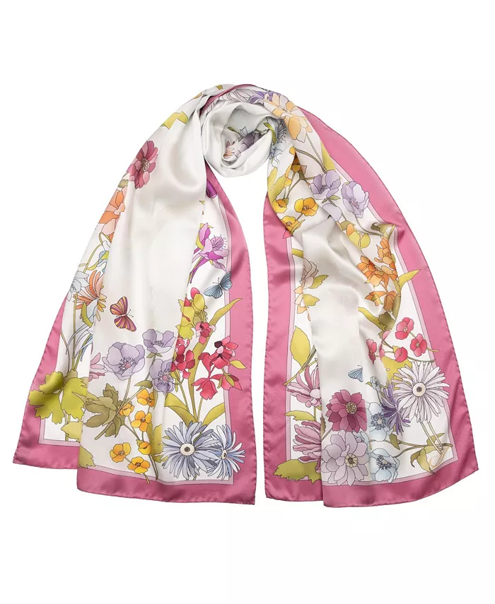 

Букет - Длинный шарф из атласного шелка для женщин Elizabetta, розовый