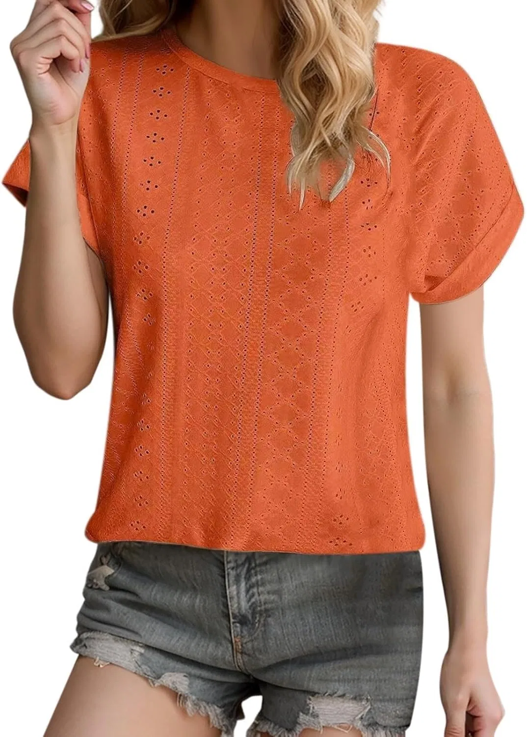 Блуза с вырезами, Orange