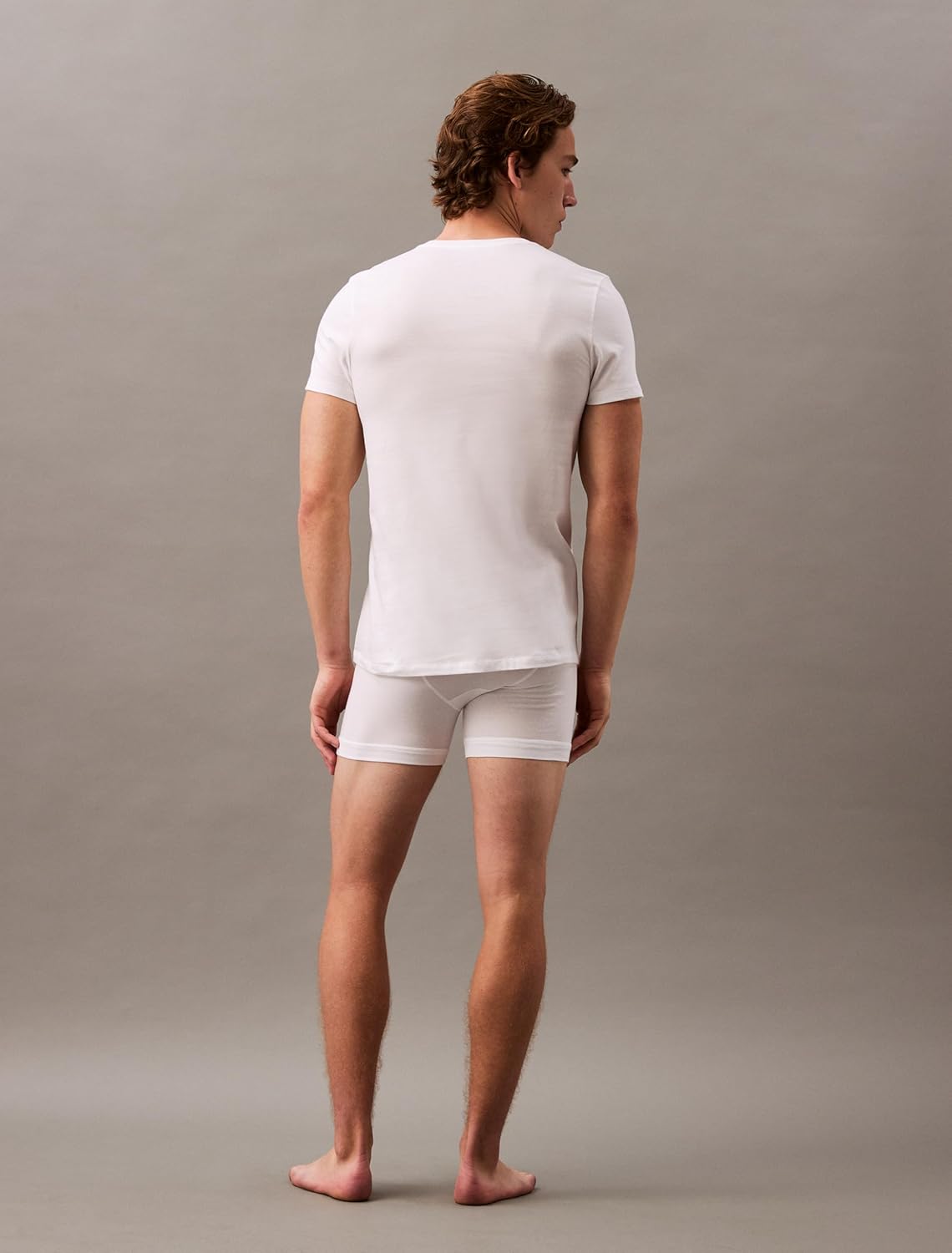 Комплект из 5 мужских классических хлопковых маек Calvin Klein, 5 White Vneck — фото 4