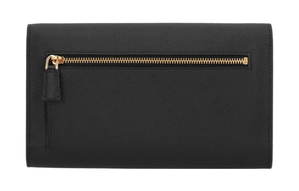 Кожаный портативный однорукий кошелёк женский чёрный PRADA — фото 3