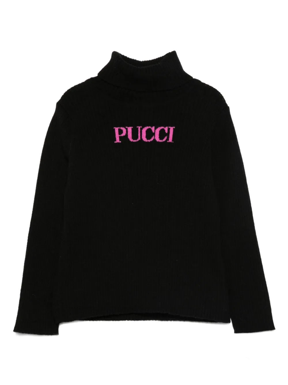

Свитер в рубчик с высоким воротником PUCCI Junior, черный