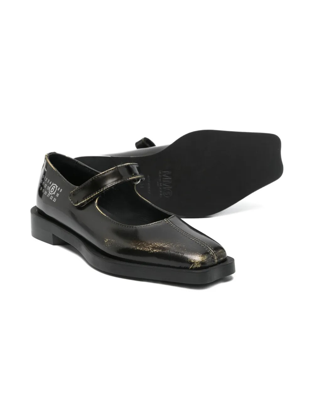 

Балетки из кожи с ремешком MM6 Maison Margiela Kids, черный