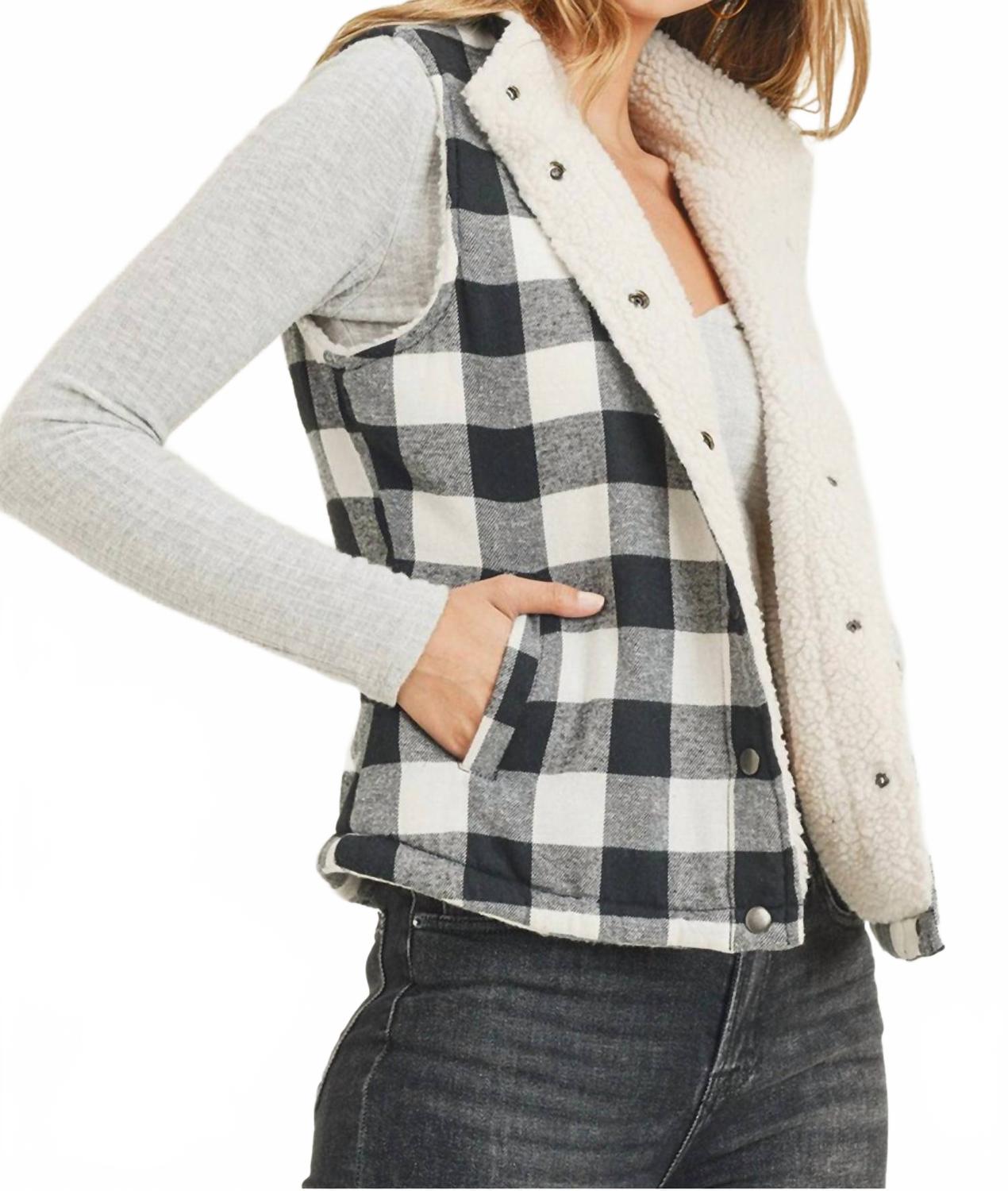 

Черно-красный клетчатый жилет Buffalo Plaid в стиле дальнобойщика RISEN