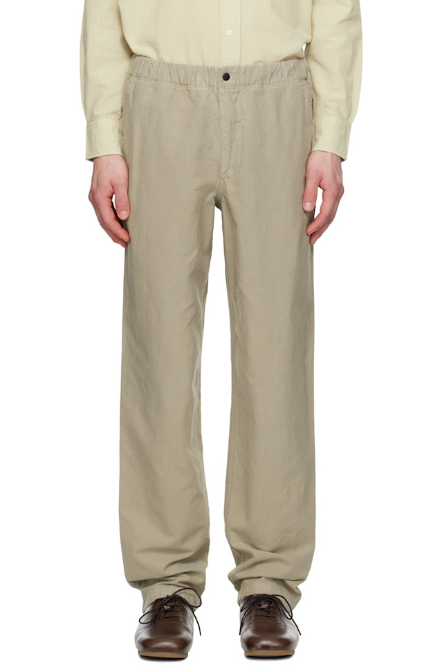 

Брюки расслабленного кроя из хлопка и льна Ezra Norse Projects, цвет clay