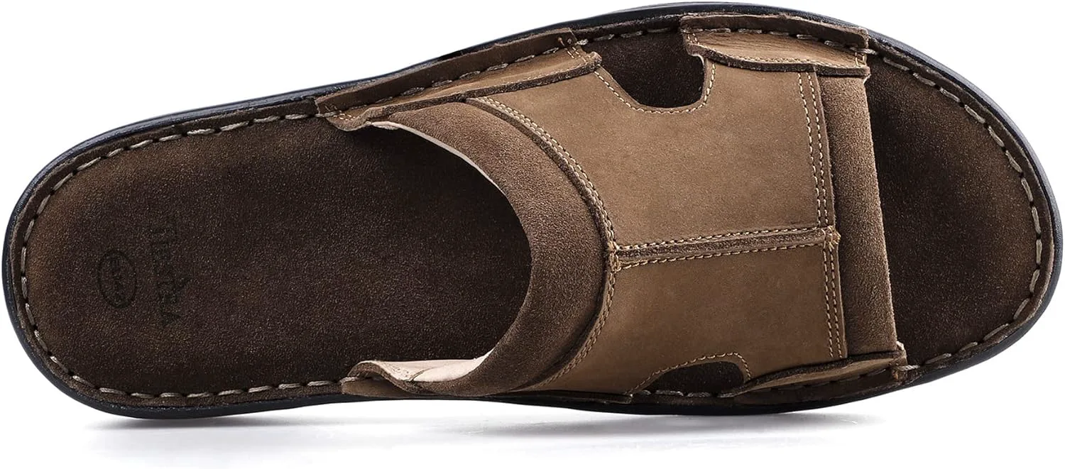 

Мужские кожаные сандалии слайд, удобные, легкие, летние повседневные пляжные слайды для мужчин, для носки дома и на улице TIESTRA, коричневый