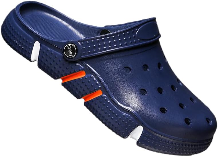 

Большие дышащие мужские садовые сабо с отверстиями - комфортная обувь для пары, пляжные, слипоны, противоскользящие Hhhchpm, синий