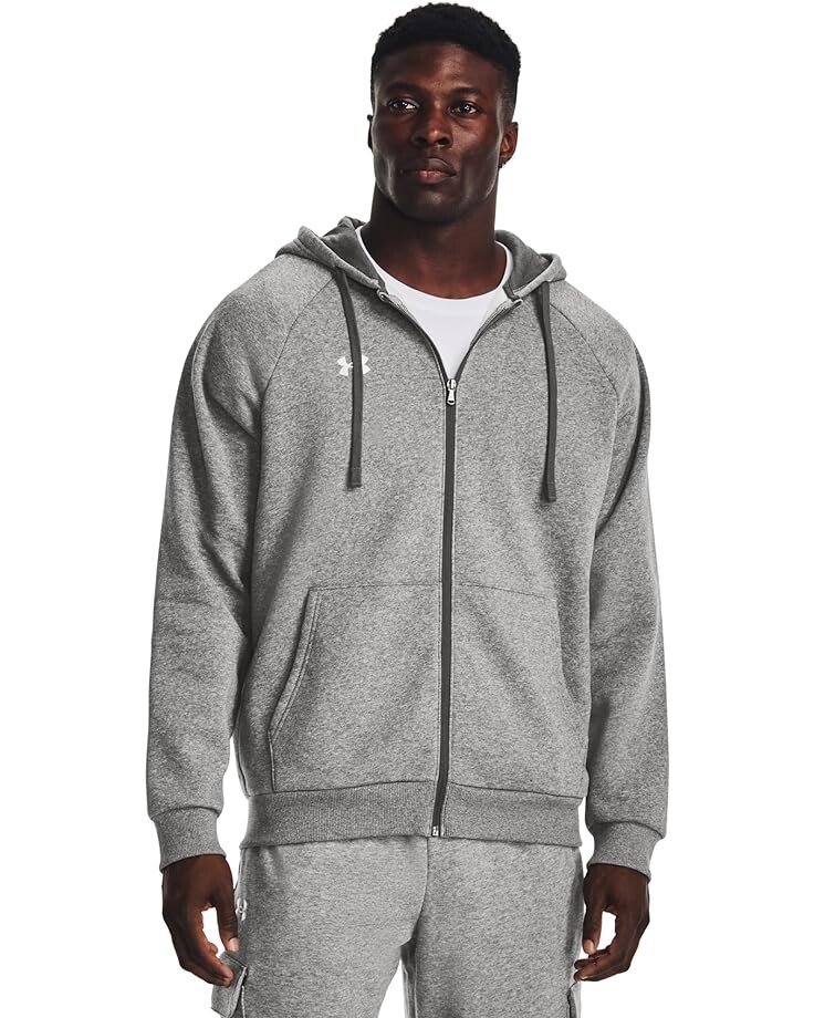 

Худи Under Armour Rival Fleece Full Zip, цвет Castlerock Light Heather/White