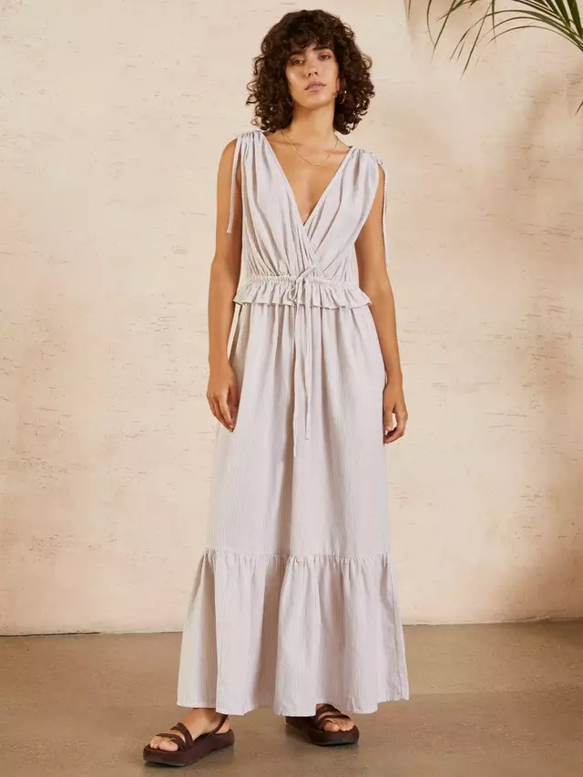 

Платье Great Plains Santorini Striped Cotton Maxi, цвет terracotta/ecru