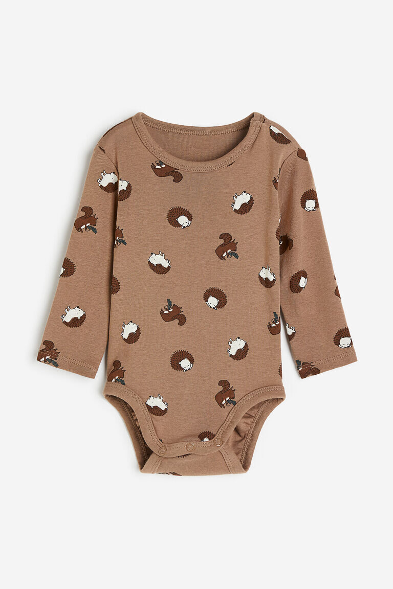 

Боди с длинными рукавами H&M, коричневый