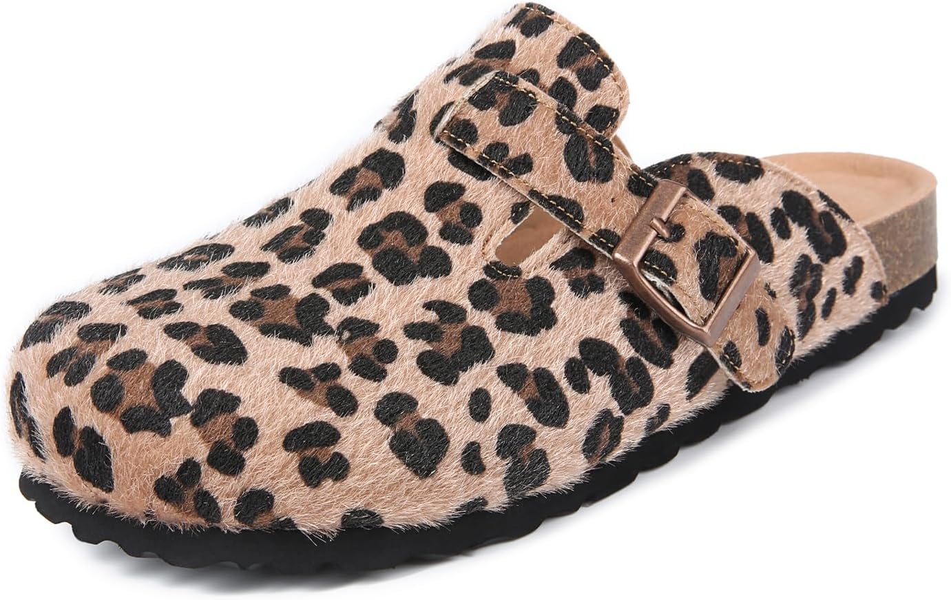 

Сабо Dumalum из замши для женщин и мужчин - удобная пробковая стелька с поддержкой свода стопы - регулируемые мюли с пряжкой, сандалии без задника, унисекс, домашние тапочки, Leopard
