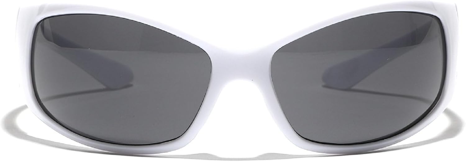 

Солнцезащитные очки Y2k для женщин, модные солнцезащитные очки для вождения и езды на велосипеде, стильные спортивные солнцезащитные очки в стиле 2000-х mincl, White&gray