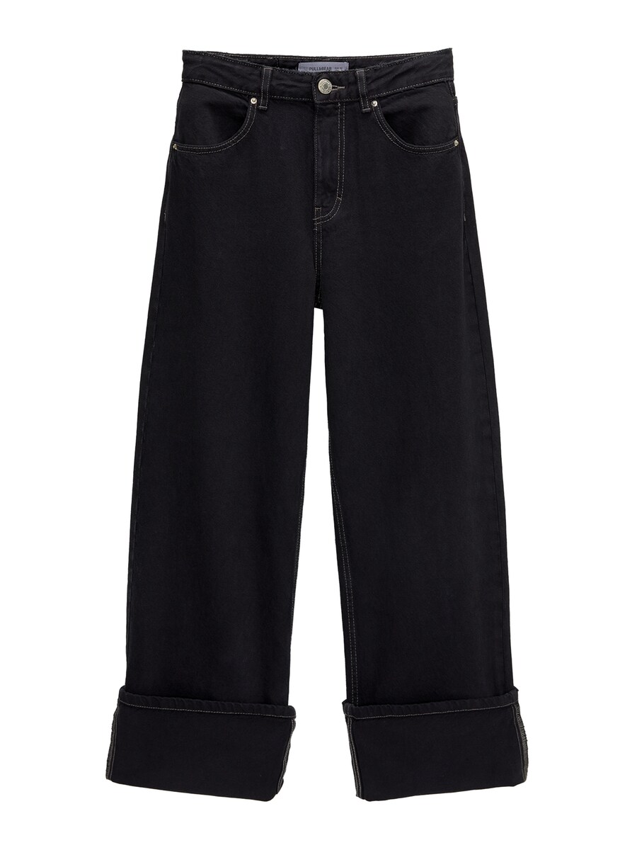 

Джинсы с широкими штанинами Pull&Bear, черный деним