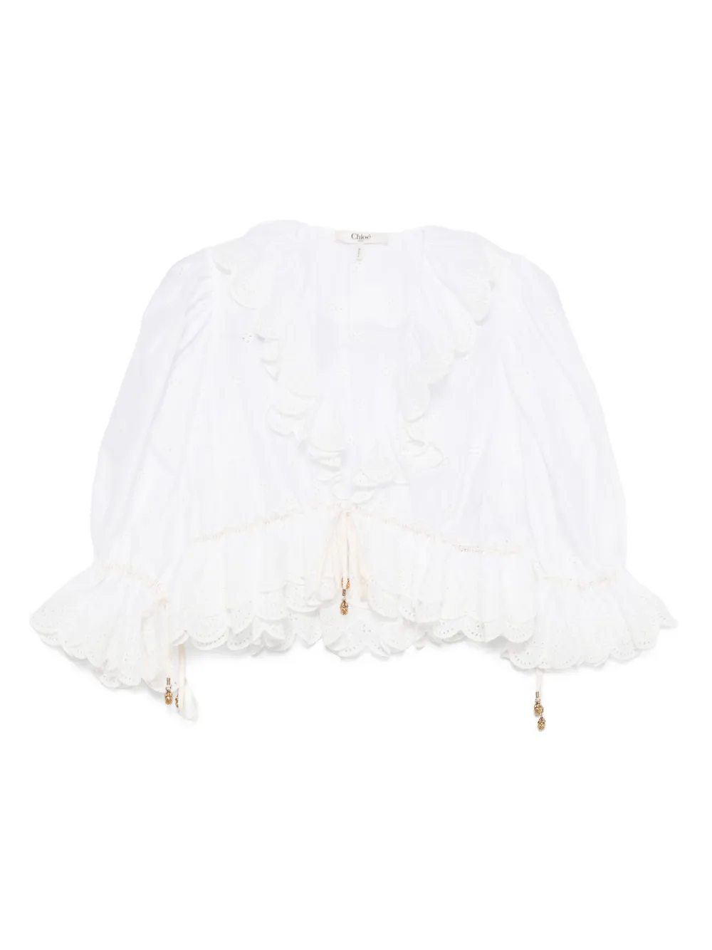 

Укороченный топ с оборками CHLOÉ, белый