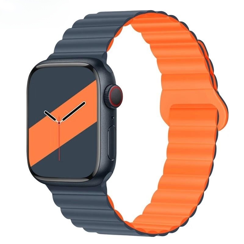 

Wepro Часы Strap Apple Compatibility Silicone Material Compatibility With Apple Watch S10, Apple Watch Ultra 2, S8, S9 225mm, Orange Collection | Rock Cyan with Orange