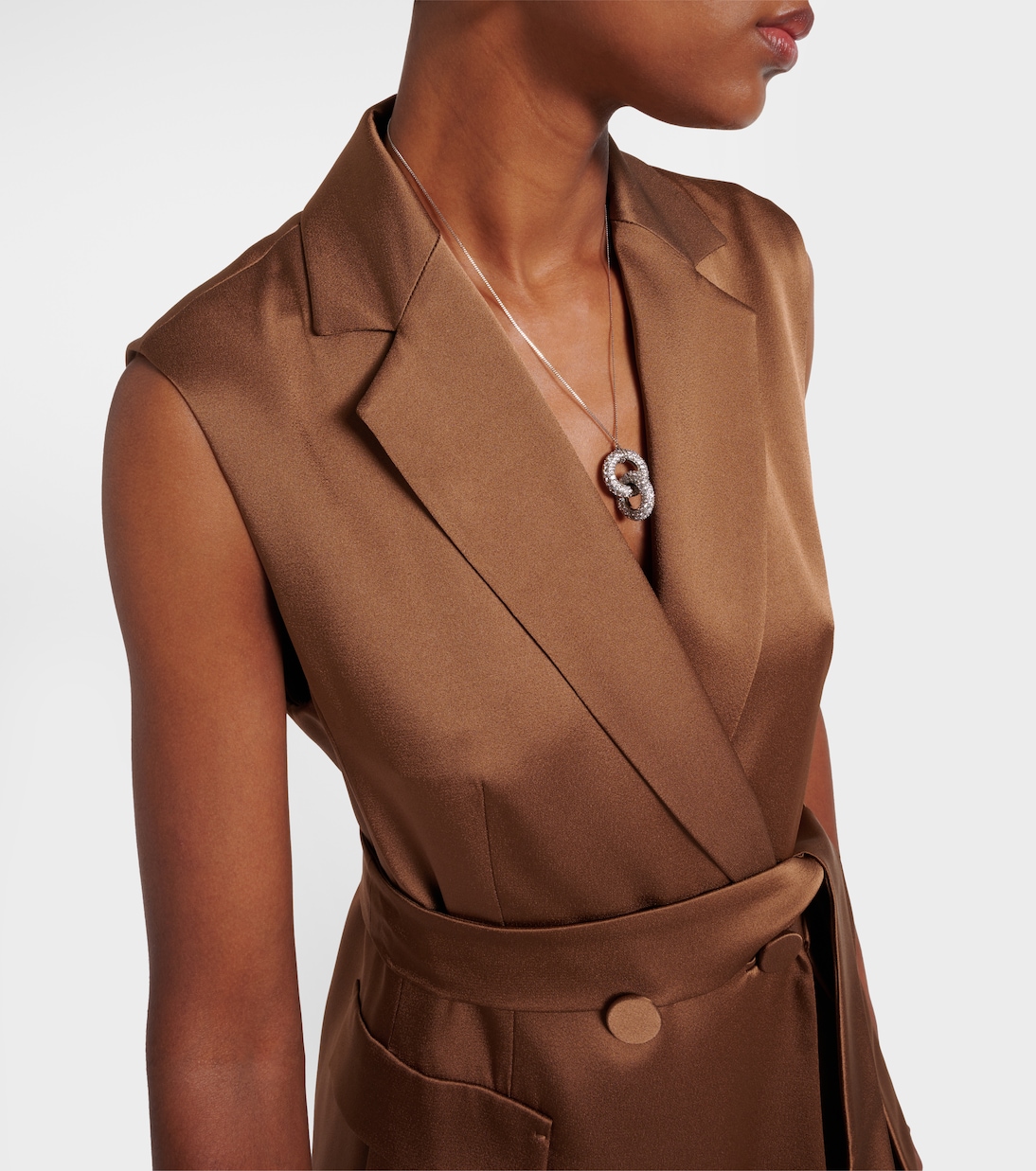 Атласный жакет с поясом из афганского атласа Max Mara, Visone — фото 4
