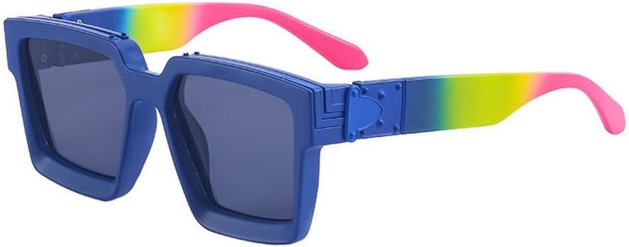 

Ретро солнцезащитные очки для женщин, летние модели, конфетные цвета, модные серебристые зеркальные очки, мужские очки с защитой от УФ-излучения UV400 HYYZZC, Blue Colorful