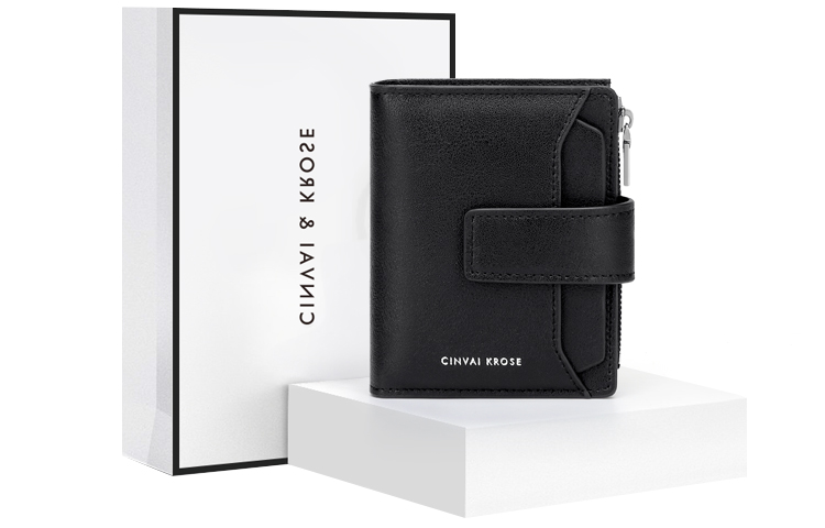 

CinvaiKrose Синтетический кожаный кошелек для монет с денежным зажимом, Black (with Shopping Bag+Box)