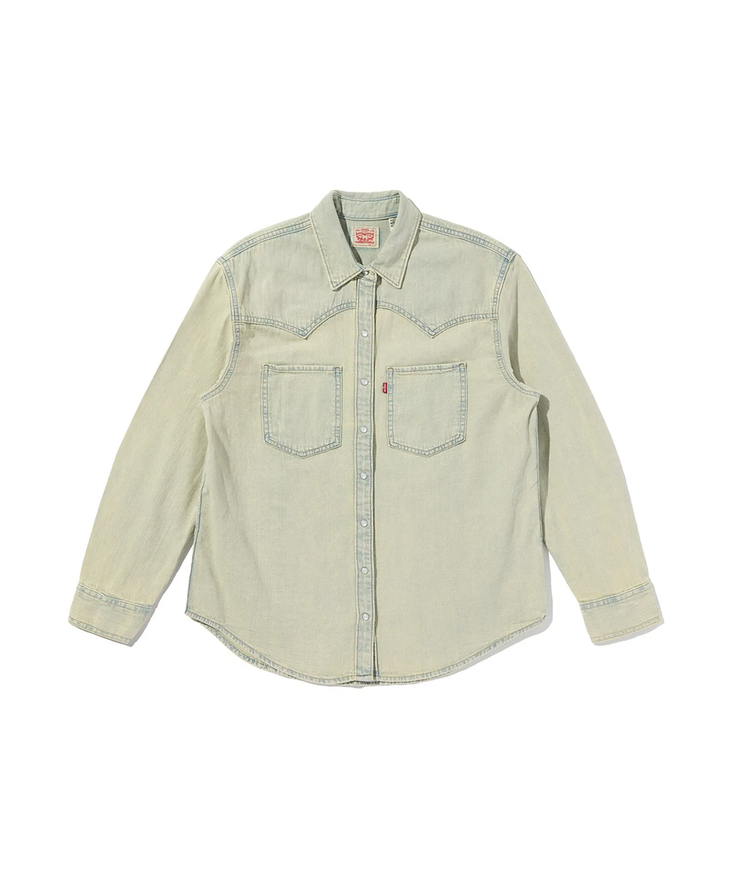 Женская джинсовая рубашка Levi's TEODORA с логотипом светло-синяя — фото 3