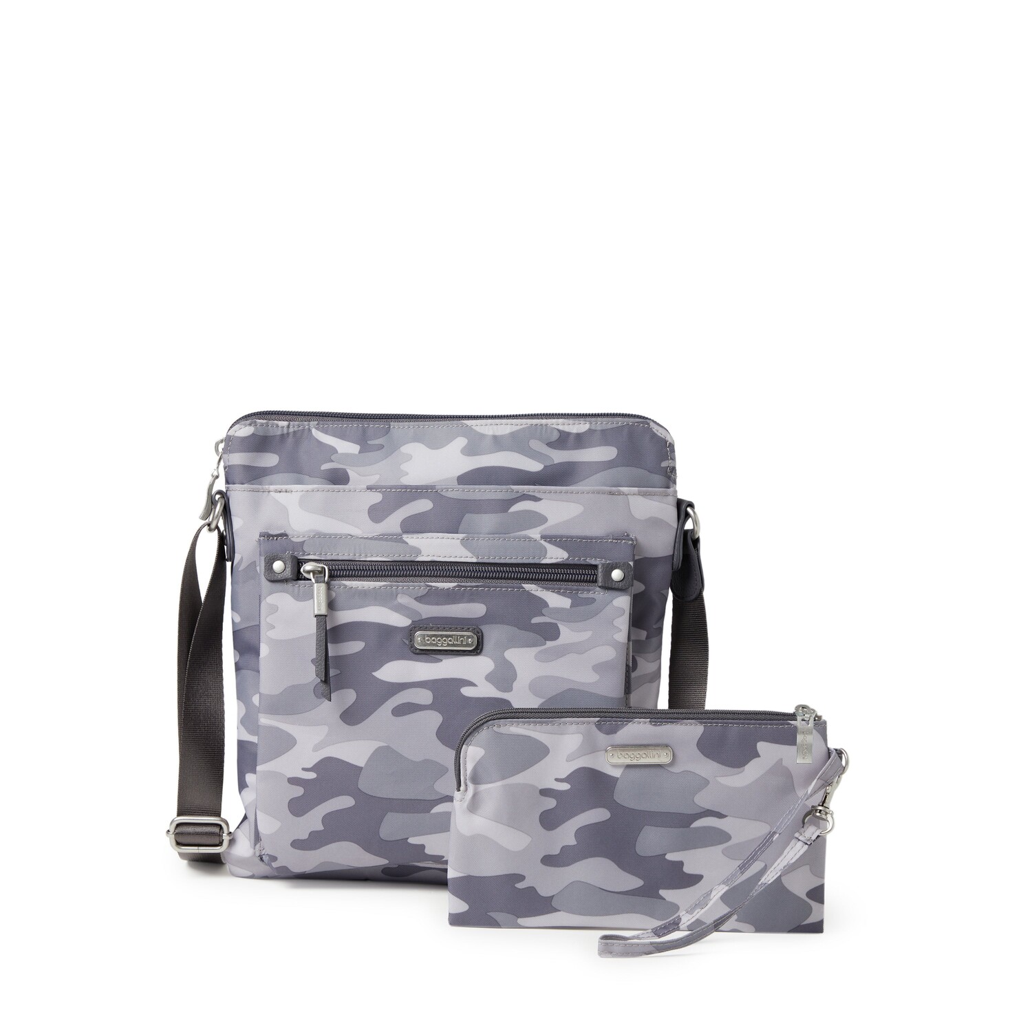 

Baggallini Сумка через плечо Go Bagg с RFID-браслетом, цвет Grey Camo Print, Серый, Baggallini Сумка через плечо Go Bagg с RFID-браслетом, цвет Grey Camo Print