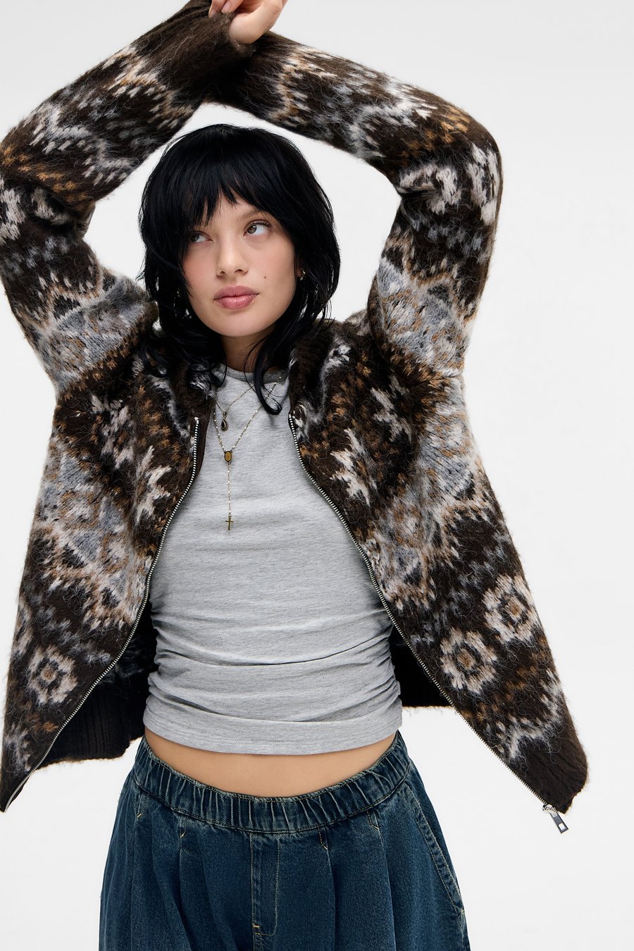 

Кардиган BDG Urban Outfitters FAIRISLE ZIP, Brown