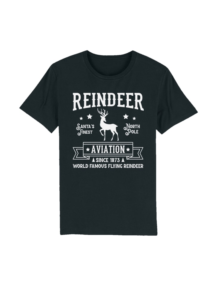 

Футболка F4NT4STIC T-Shirt Reindeer Aviation Retro Weihnachts Sign, черный