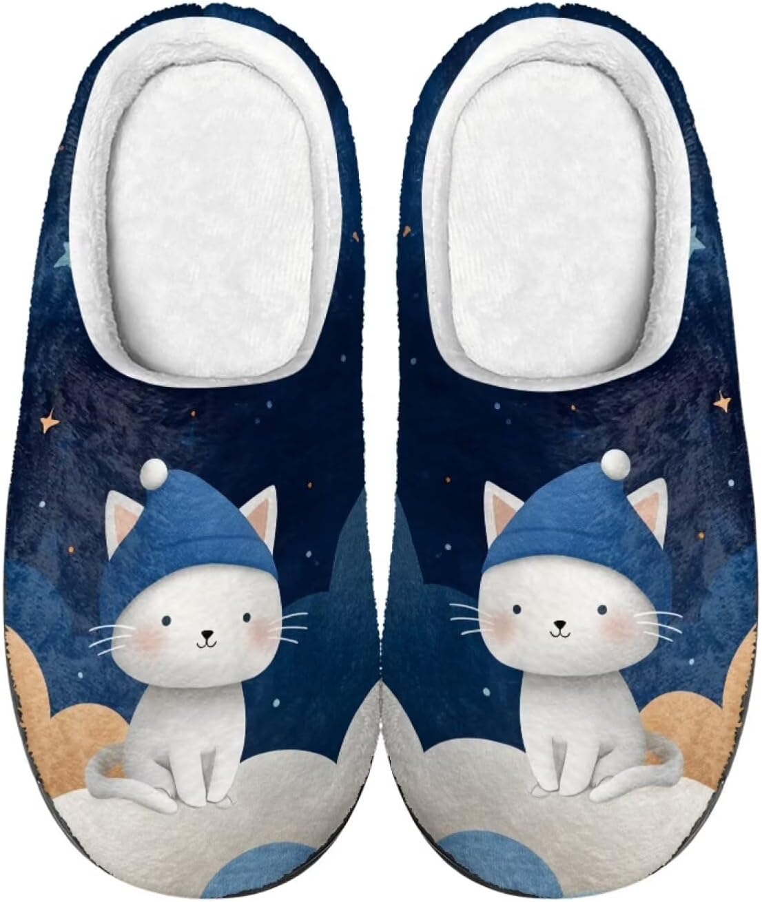 

Удобные плюшевые тапочки Cadowhimsy с закрытым носком, домашние тапочки без шнурков, пушистые домашние тапочки для женщин и мужчин, для дома и улицы, Cartoon Cat Cloud