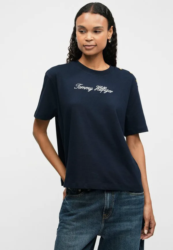 Джинсы средней посадки, зауженные, с широкими штанинами Tommy Hilfiger, Dark Blue Denim — фото 4