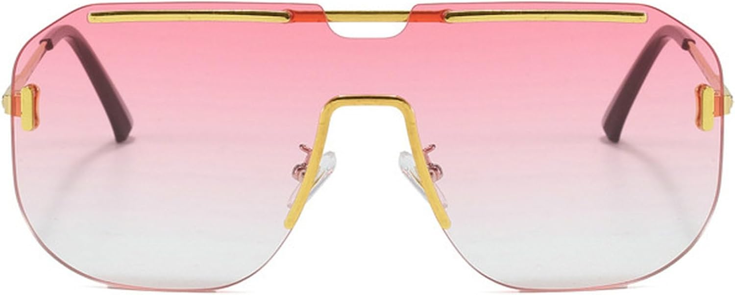 

Большие квадратные солнцезащитные очки для женщин, модные очки 2025 года с плоской верхней частью и градиентными линзами, цельные очки для мужчин, ретро-очки без оправы mincl, Pink
