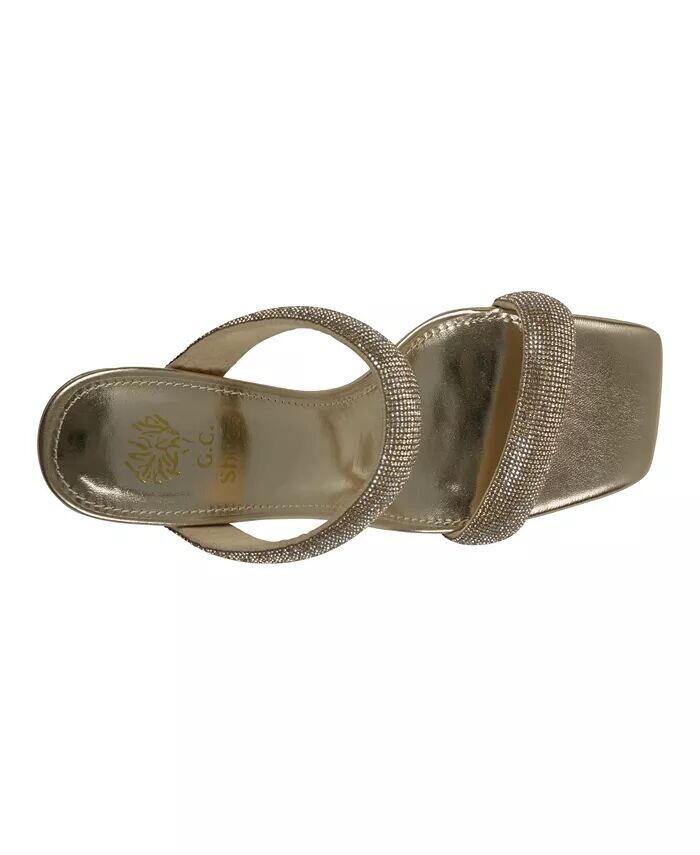 Женские босоножки Luella на каблуке с двумя ремешками и украшением GC Shoes, желтый — фото 4
