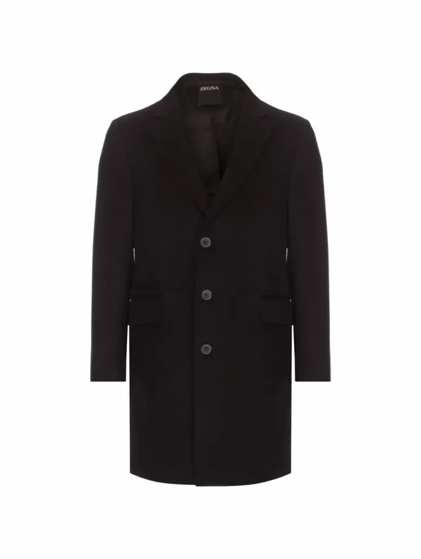 

Шерстяное однобортное пальто Zegna, черный