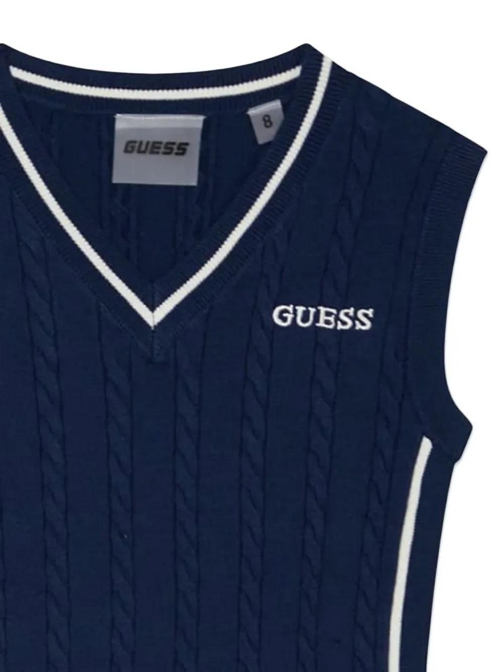 Трикотажное платье без рукавов в косичку Guess kids, синий — фото 4