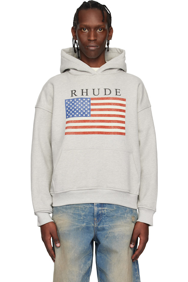 

Rhude Толстовка серого цвета с флагом США