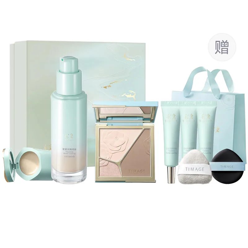 TIMAGE Набор косметики для женщин, #A02 Contouring Palette+110 Oily Liquid Foundation