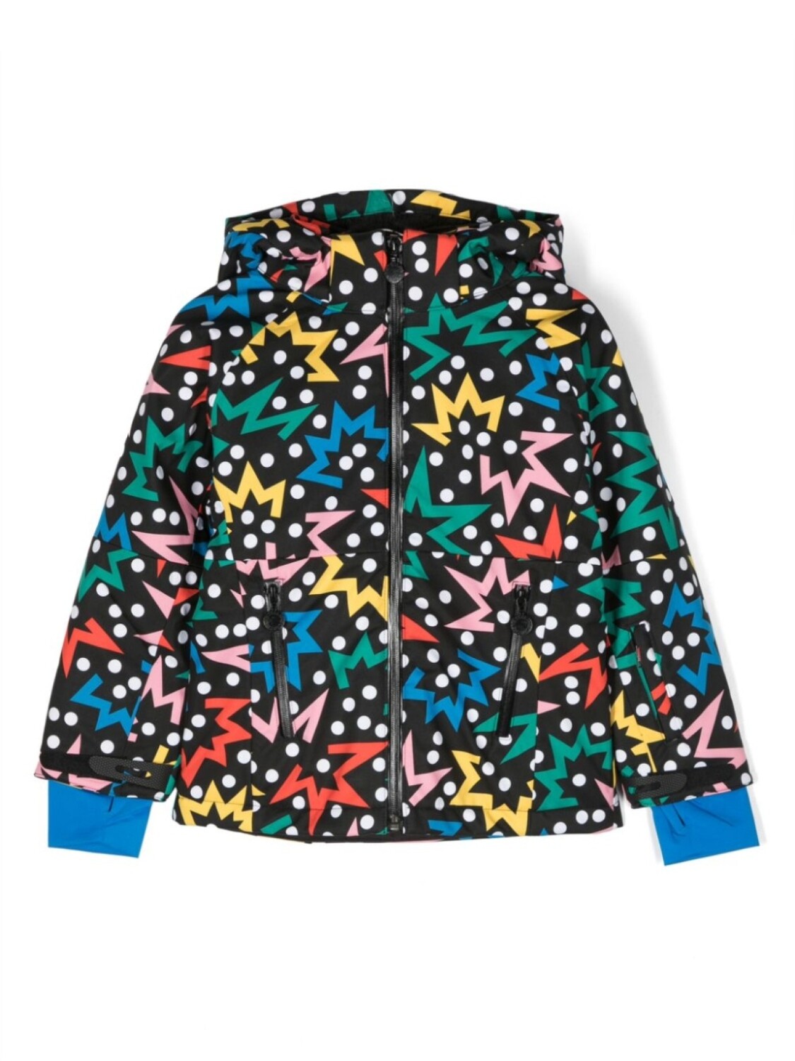 

Stella McCartney Kids пуховик с капюшоном и принтом Starburst, черный