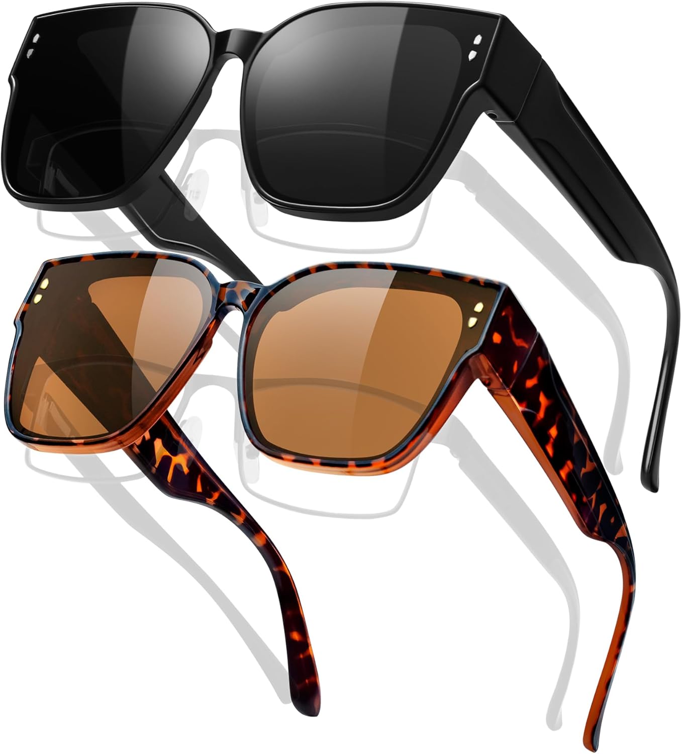 

KANASTAL — большие солнцезащитные очки для женщин и мужчин, поляризованные, с защитой от УФ-излучения UV400, модные, квадратной формы, 【b02】shiny Black/Black+tortoise Brown/Brown