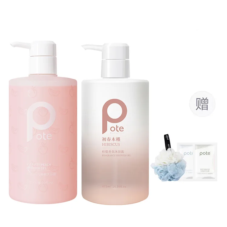 POTE Гель для душа Fresh Look Peach с ароматом персика для снятия зуда и глубокого очищения 375 мл/475 мл