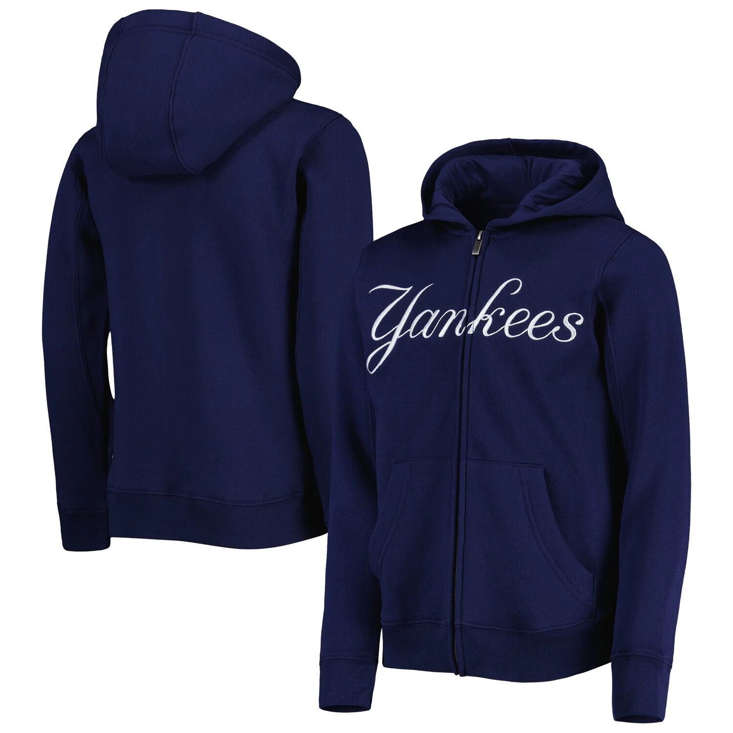 Флисовая толстовка с молнией во всю длину и надписью Youth Navy New York Yankees Outerstuff
