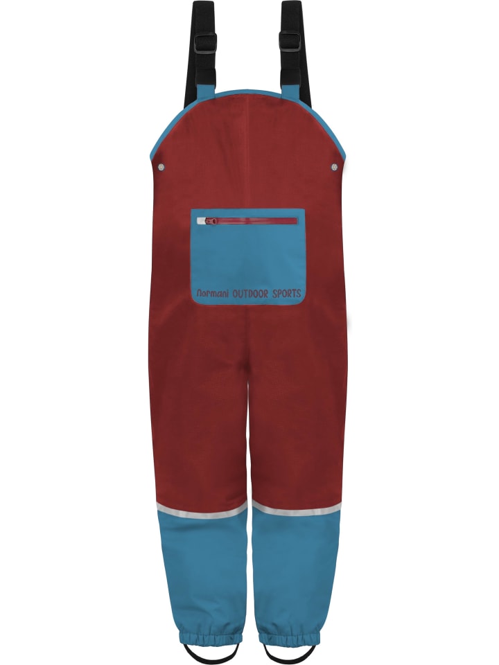 

Normani Outdoor Sports Детские непромокаемые штаны на подтяжках, Waller, красного цвета