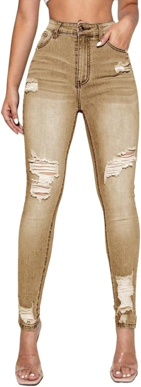 Джинсы женские с пуговицами, Khaki